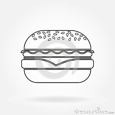 Burger line icon. Outline hamburger and fast food symbol. Vector illustration. Vector Illustration